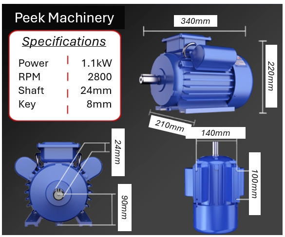 Single Phase Electric Motors - B3 Foot Mount - 2800 RPM - Steel Body