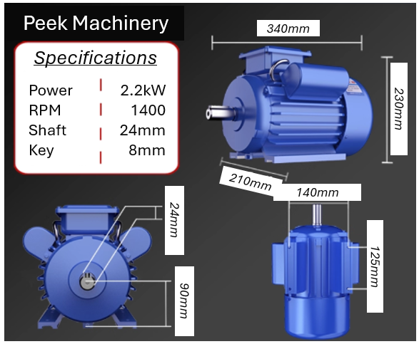 Single Phase Electric Motors - B3 Foot Mount - 1400 RPM - Steel Body