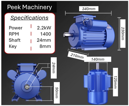 Single Phase Electric Motors - B3 Foot Mount - 1400 RPM - Steel Body