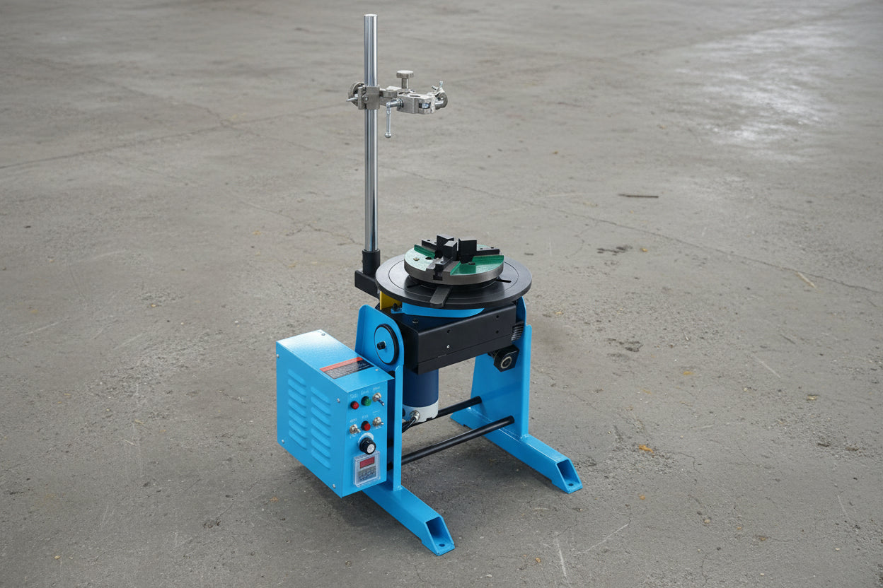 Timed Rotary Welding Positioner – 200mm Chuck 1–12 RPM 30kg Load MIG Holder