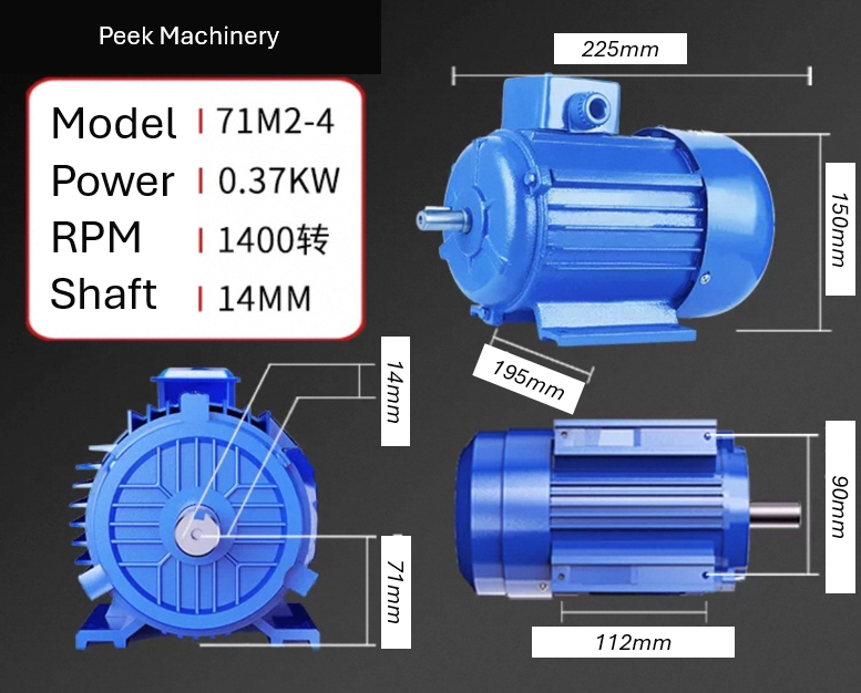 3 Phase Electric Motors - B3 Foot Mount - 1400 RPM - Steel Body