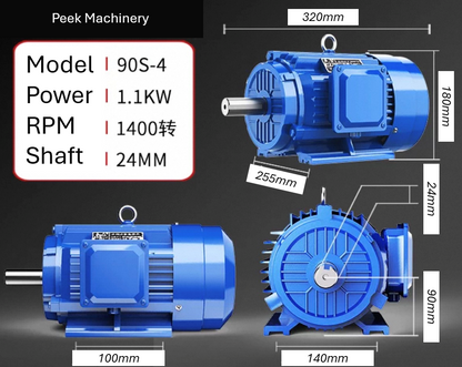 3 Phase Electric Motors - B3 Foot Mount - 1400 RPM - Steel Body