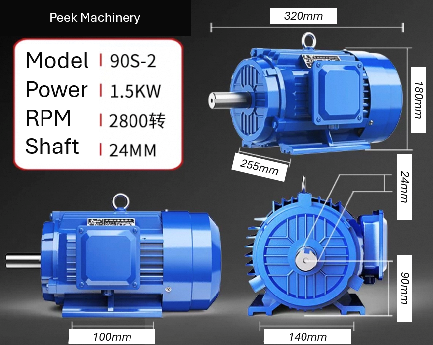 3 Phase Electric Motors - B3 Foot Mount - 2800 RPM - Steel Body