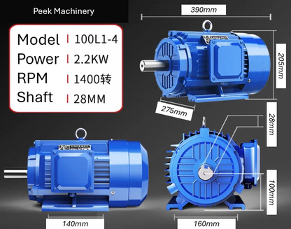 3 Phase Electric Motors - B3 Foot Mount - 1400 RPM - Steel Body