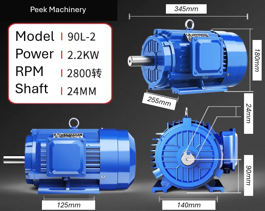 3 Phase Electric Motors - B3 Foot Mount - 2800 RPM - Steel Body