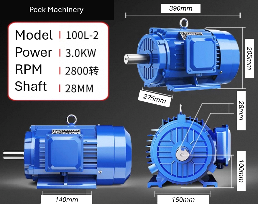 3 Phase Electric Motors - B3 Foot Mount - 2800 RPM - Steel Body