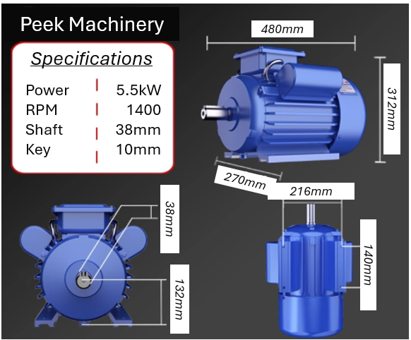 Single Phase Electric Motors - B3 Foot Mount - 1400 RPM - Steel Body
