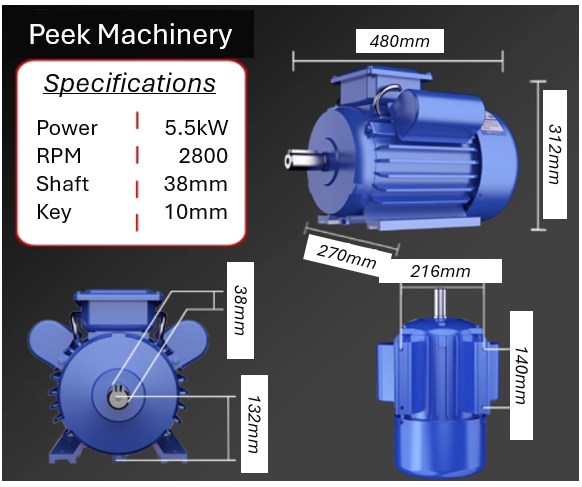 Single Phase Electric Motors - B3 Foot Mount - 2800 RPM - Steel Body