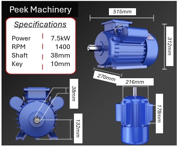 Single Phase Electric Motors - B3 Foot Mount - 1400 RPM - Steel Body