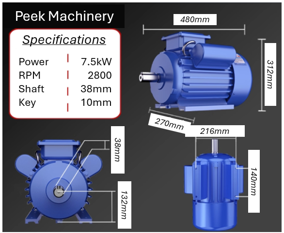 Single Phase Electric Motors - B3 Foot Mount - 2800 RPM - Steel Body