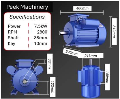 Single Phase Electric Motors - B3 Foot Mount - 2800 RPM - Steel Body