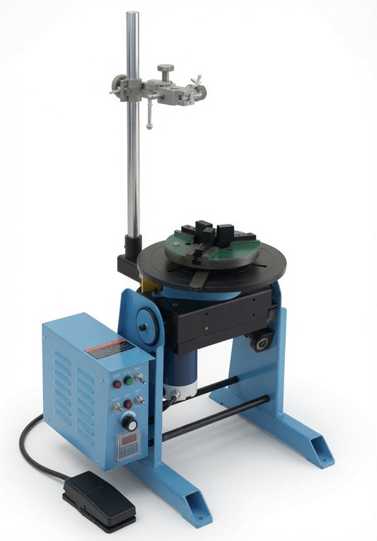 Timed Rotary Welding Positioner – 200mm Chuck 1–12 RPM 30kg Load MIG Holder